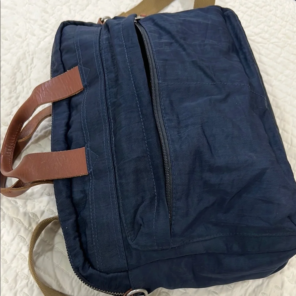 Jcrew Men’s Canvas & Leather Messenger Bag - Navy Blue